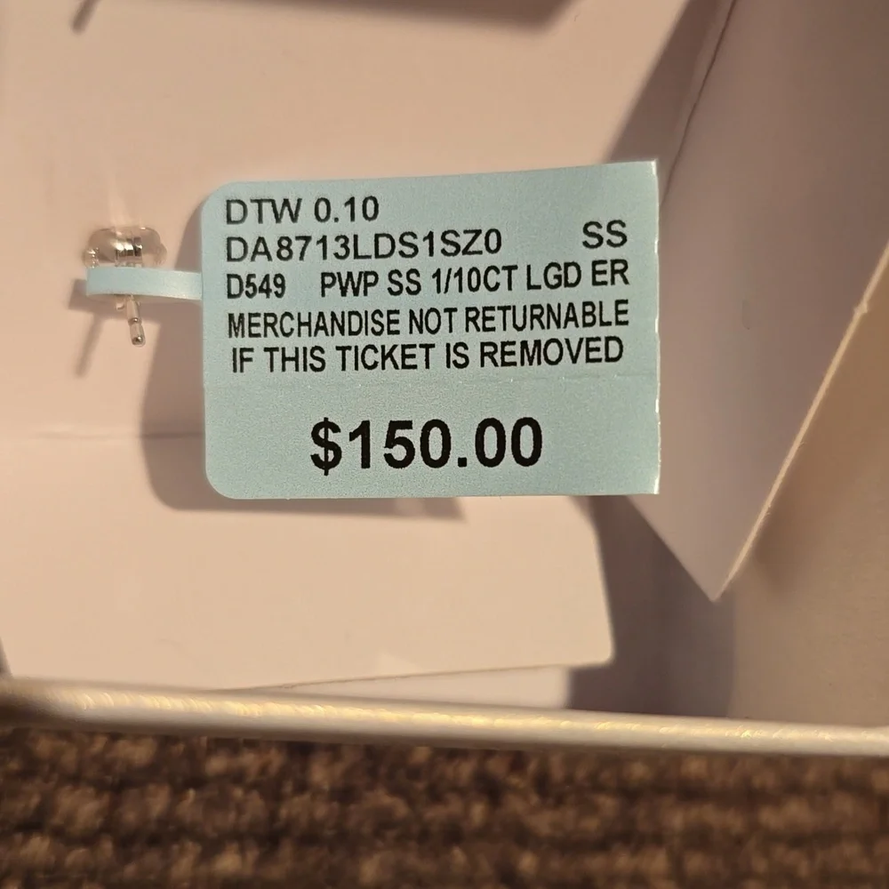 BELK STERLING SILVER WOMEN'S DIAMOND STUD POST EARRINGS - Picture 7 of 8